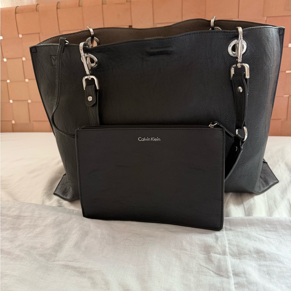 Calvin Klein Black Tote with Matching Pouch